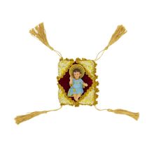 Menino Jesus Roupa Azul Na Almofada 8cm - Enfeite Resina - Tudo em Caixa