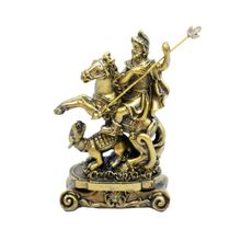São Jorge Dourado 12cm - Enfeite Resina - Tudo em Caixa