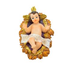 Menino Jesus Na Manjedoura 12cm - Enfeite Resina - Tudo em Caixa