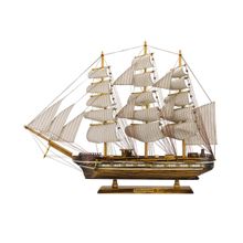 Miniatura Barco Navio Veleiro Casco Madeira Canhões 61x11x78cm - Tudo em Caixa