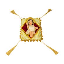 Menino Jesus Na Almofada 15cm - Enfeite Resina - Tudo em Caixa