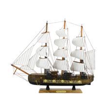 Miniatura Barco Navio Veleiro Madeira Canhões 42.5x9x49cm - Tudo em Caixa