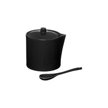 Açucareiro de Porcelana com Colher Manhattan Preto 300 ml