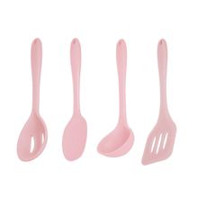 Colher Concha Espatula Silicone Rosa Utensilio Cozinha 4un
