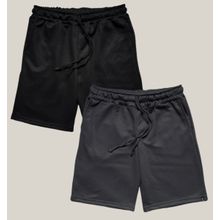 Kit 2 Bermuda Masculina Moletom WSS Basic Preto e Cinza