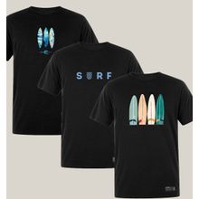 Kit 3 Camisetas Masculinas Pretas Algodão Prime Surf WSS Brasil I Artistic, Blue e Floral