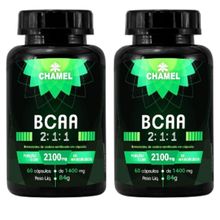 BCAA 2:1:1 - 2 frascos com 60 cápsulas  - 1400mg - Chamel