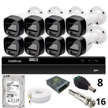 Kit 8 Câmeras Intelbras  Bullet 1220b Full Color Dvr Intelbras 1216-c Mhdx Com Acesso Remoto Hd 2tb