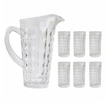 JARRA E COPOS VIDRO CRISTAL 7 PEÇAS