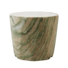 Vaso Porcelana Octagonal Verde Estilo Mármore 9x10x10cm - Tudo em Caixa