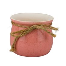 Vaso Porcelana Rosa Laço 8,5x10x10cm - Tudo em Caixa