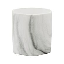 Vaso Porcelana Hexagonal Detalhes Preto Estilo Mármore 8.5x8.5x8.5cm - Tudo em Caixa