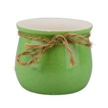 Vaso Porcelana Verde Laço 8,5x10x10cm - Tudo em Caixa