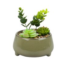 Vaso Porcelana Plantas Artificiais Modelo B 12x13x13cm - Tudo em Caixa