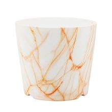 Vaso Porcelana Detalhes Laranja Estilo Mármore 9x10x10cm - Tudo em Caixa