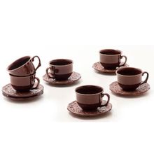 Conjunto com 6 Xícaras e Pires para Chá Porto Brasil Marrakech Especiarias: Pimenta do Reino em Cerâmica Feldspática - 260 ml