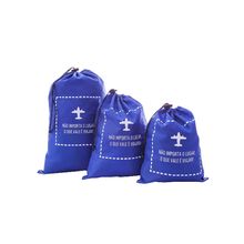 Kit Saco com Cordão para Viagem Azul para P/M/G 3Pçs - Secalux