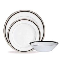 Baixela em porcelana Noritake Toorak Noir 18 peças platinum