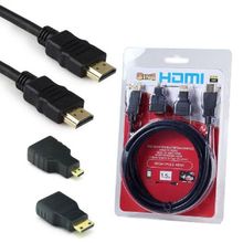 Cabo HDMI 1,5 metros com Adaptador Micro HDMI  e Mini HDMI