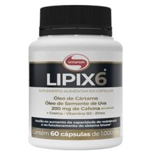 Lipix 6 Óleo de Cártamo, Semente de Uva, Cafeína, Vitamina B3 e Minerais 1g Vitafor 60 Cápsulas
