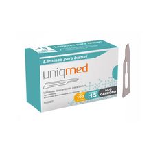 Lamina Para Bisturi Nº 15 Aço Carbono Caixa Com 100 Uniqmed