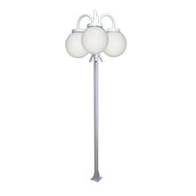 Poste Luminária Globo G Triplo Braço Curvo Baixo Branco 2mt