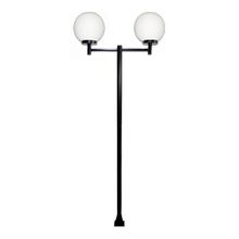 Poste Luminária Dupla Globo G Braço Reto Jardim Preto 300cm