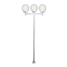 Poste Luminária Triplo Globo P Braço Reto Jardim Branco 3mt