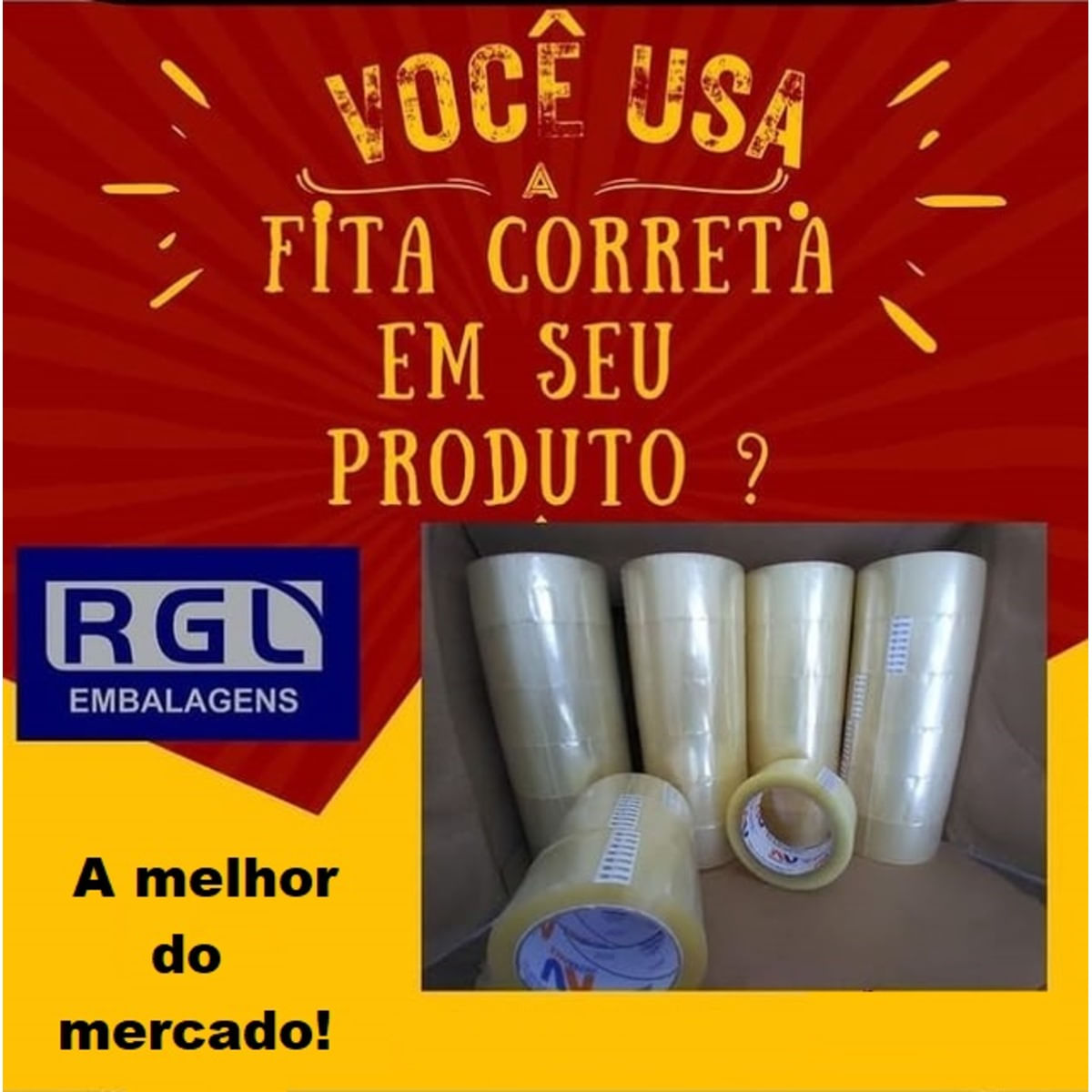 Fita Adesiva Transparente RGL 45mmx100m - 45 Micras