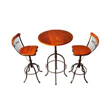 Mesa Bistrô 2 Banquetas Ferro E Madeira