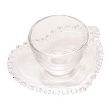 Xícara P/ Café C/ Pires de Cristal de Chumbo Coração 80ml Lyor