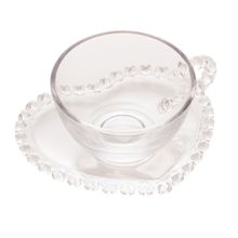Xícara P/ Chá C/ Pires de Cristal de Chumbo Coração 170ml Lyor