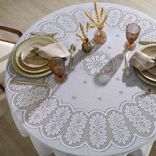 Toalha de Mesa Redonda 8 Lugares Renda Clássica Arabesco Interlar 180cm Branca
