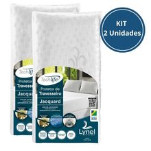 Kit Protetor de Travesseiro Impermeável Techlife Premium Jacquard Lynel 2 Unidades