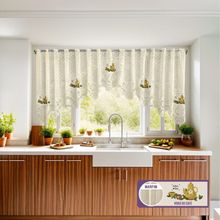 Cortina Cascata de Renda para Cozinha Premium Marfim Hora do Café 300x100cm