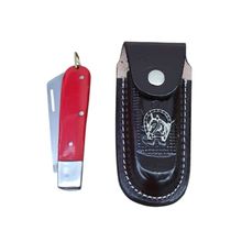 Canivete Cabo de Acrílico Vermelho Aço Carbono Artesanal Bainha Vinho Cavalo