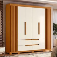 Guarda-Roupa Casal Palumóveis Doble com Cabideiro, 6 Portas de Bater e 4 Gavetas - 240cm de Largura