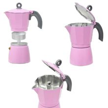 Cafeteira Italiana Alumínio Rosa 3 Xícaras 150ml Wincy