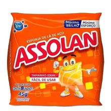 Esponja de Aço Assolan 45g 8 Unidades Esponja de Aço Assolan 60g 8 Unidades