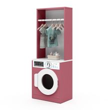 Lavanderia Infantil Diana Máquina Lavar e Cabideiro Branco/Rosa