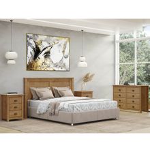Conjunto Quarto: Cabeceira, Cômoda 8 Gavetas e 2 Mesas de Cabeceiras Freijó Topázio Madeira Pinus - Finestra