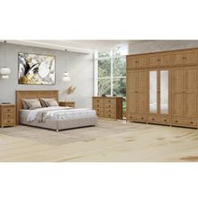 Conjunto Quarto: Guarda-Roupa 12 Portas Cabeceira Cômoda 8 Gavetas 2 Mesas Cabeceiras Freijó Topázio Madeira Pinus - Finestra