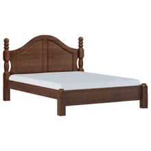 Cama de Casal Queen Clássica 218cm x 172,5cm Café Ouro Madeira Pinus - Finestra