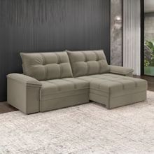 Sofá 4 Lugares Luizzi Besthouse Califórnia Slim Soft com Assento Retrátil e Reclinável, Revestido em Suede - 260cm de Largura