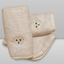 Kit Paninho de Boca Babitas Bordado Urso Bege - Laço Bebê