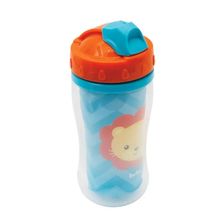 Copo Parede Dupla Canudo Silicone Animal Fun Leão - Buba