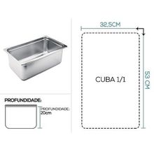 Cuba Gastronomica Inox GN 1/1 x 200mm (530x325mm) - Brasinox