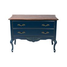 Cômoda Decorativa Julieta com  2 Gavetas Azul/Imbuía - Gran Belo