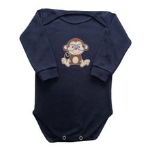 Body Bebê Manga Longa Macaco de Óculos