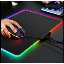 Mouse Pad Gamer Com Borda Iluminada LED RGB 7 Cores – 25cm x 35cm
